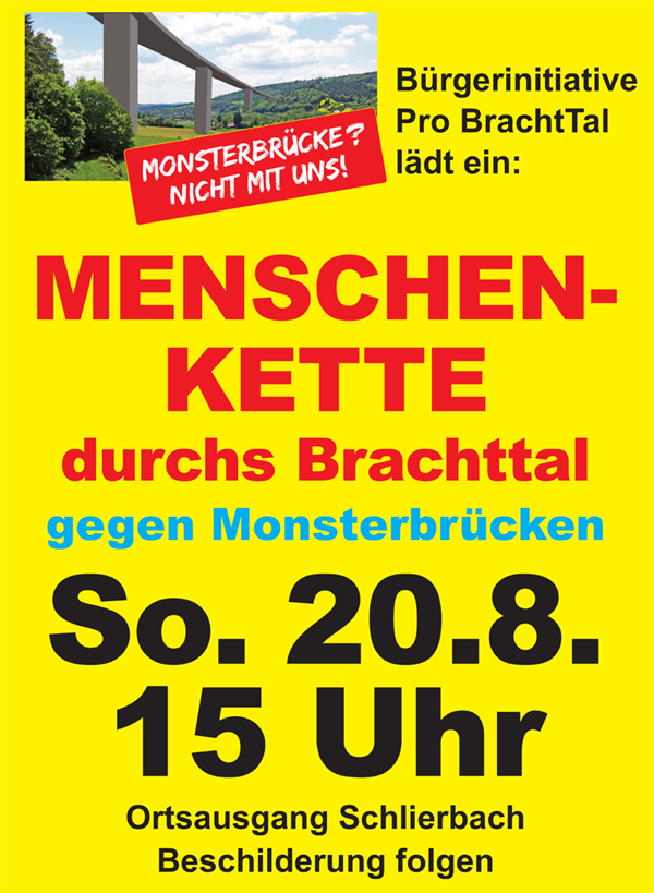 MENSCHENKETTE durchs Brachttal gegen Monsterbrücken - So. 20.8. 15 Uhr